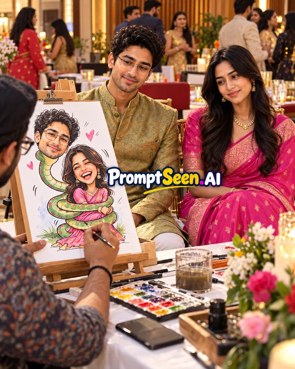 Naagin Wala Pati Funny Couple Caricature