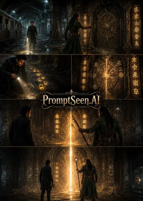 Fantasy Warrior and Modern Detective Scene