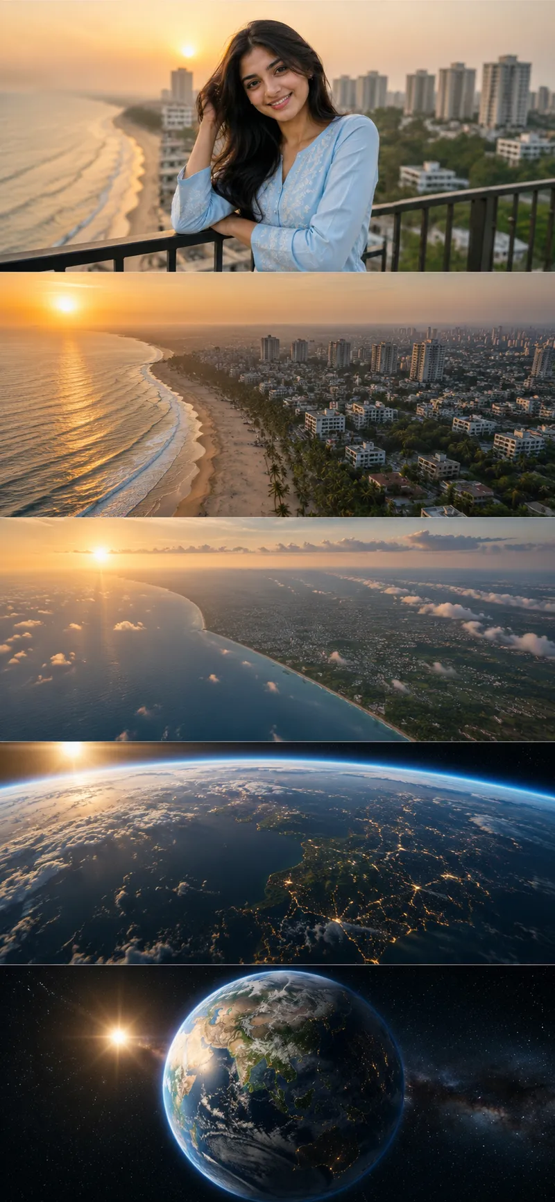 AI Earth Zoom Out – Beach to Planet