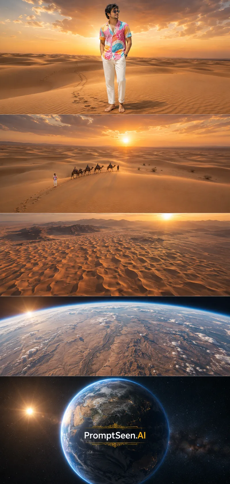 AI Earth Zoom Out – Desert Caravan to Space