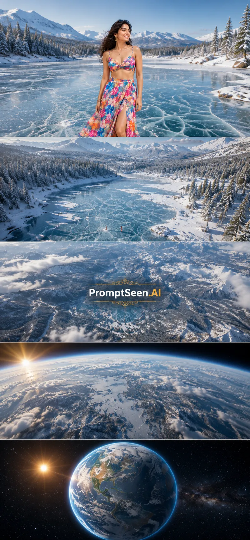 AI Earth Zoom Out – Frozen Lake to Planet