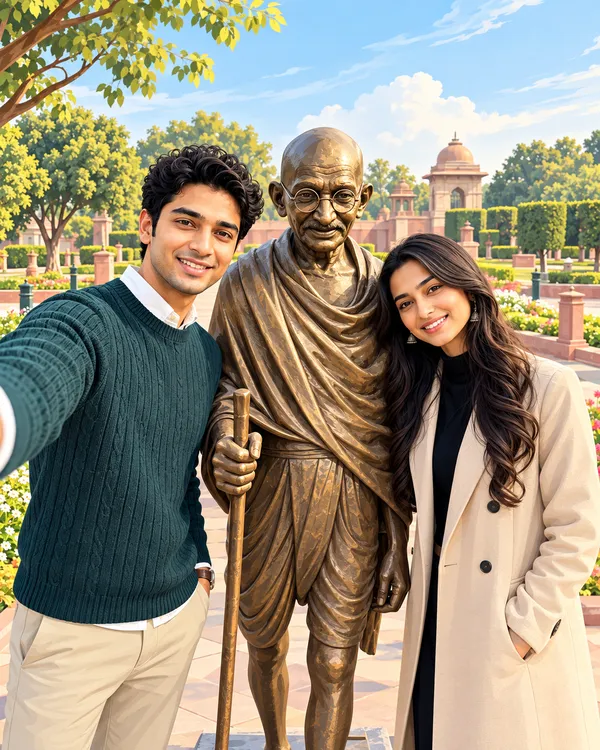 Gandhi Ji Statue Garden Portrait