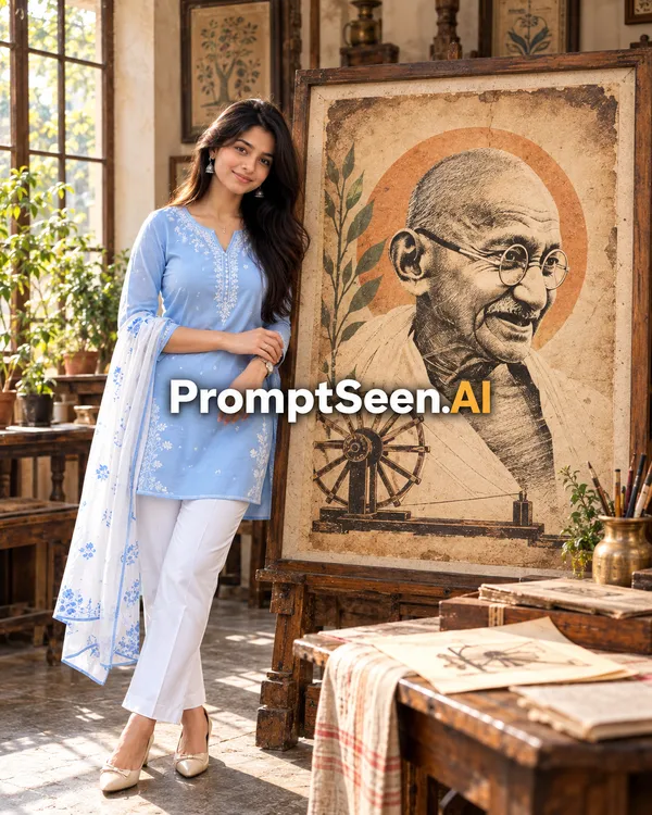 Gandhi Heritage Print Original Vintage-Inspired Portrait
