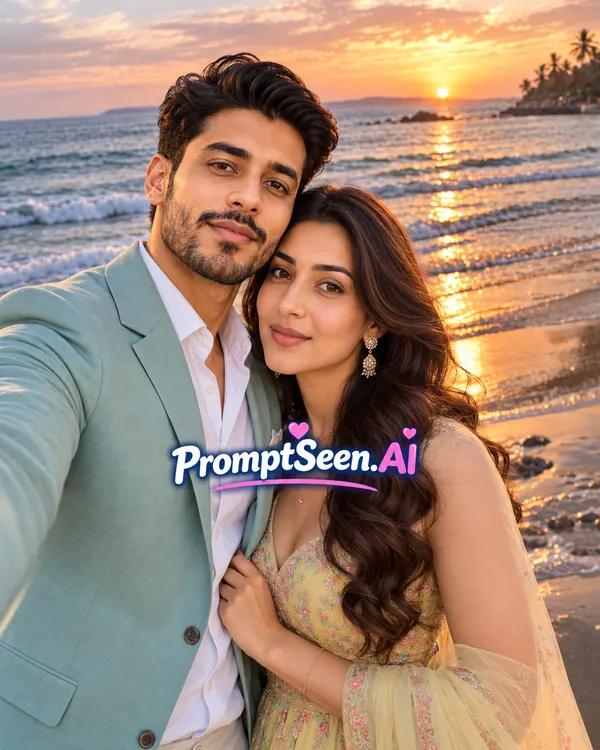 Beach Couple Selfie with Girlfriend