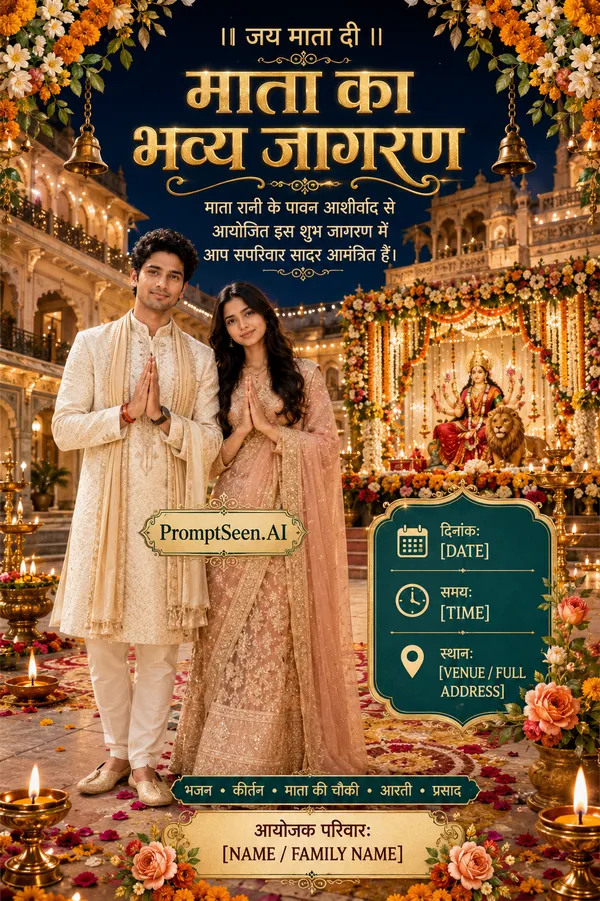 Royal Wedding Attire Mata Jagran Invitation