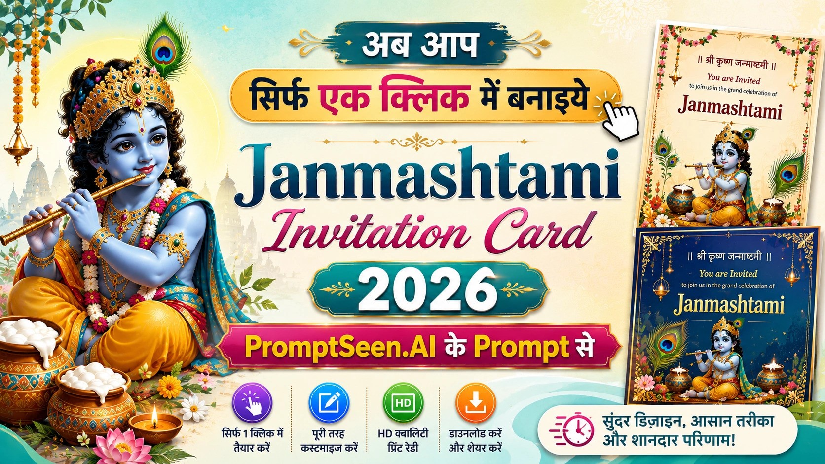 Janmashtami Invitation Card Prompt 2026