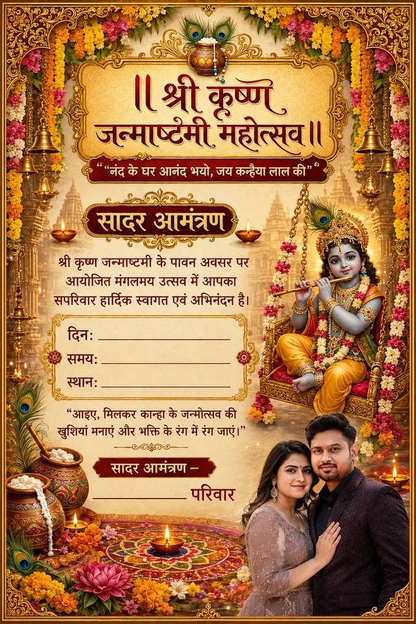 Shri Krishna janmashtami Invitation Card Prompt In Hindi