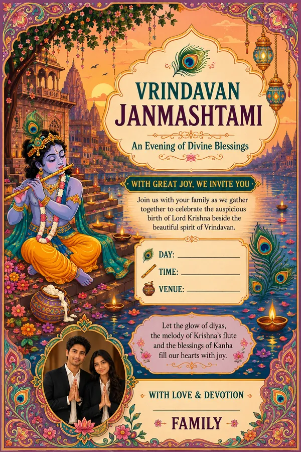 Shri Krishna Janmashtami Invitation Card Vrindavan
