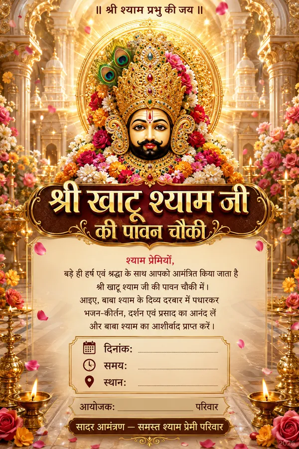 Luxury Temple Glow Khatu Shyam Invitation