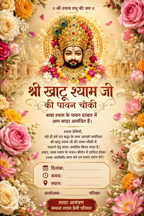 Royal Floral Frame Khatu Shyam Invitation