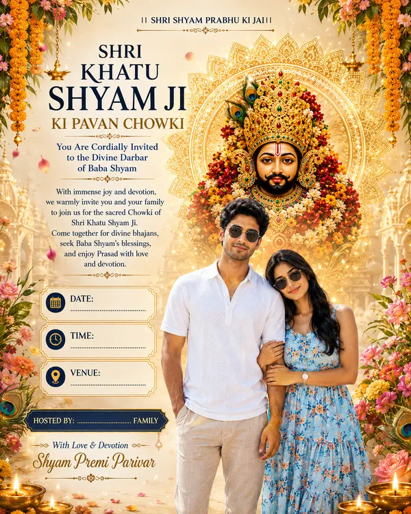 English Vector Mandala Khatu Shyam Invitation