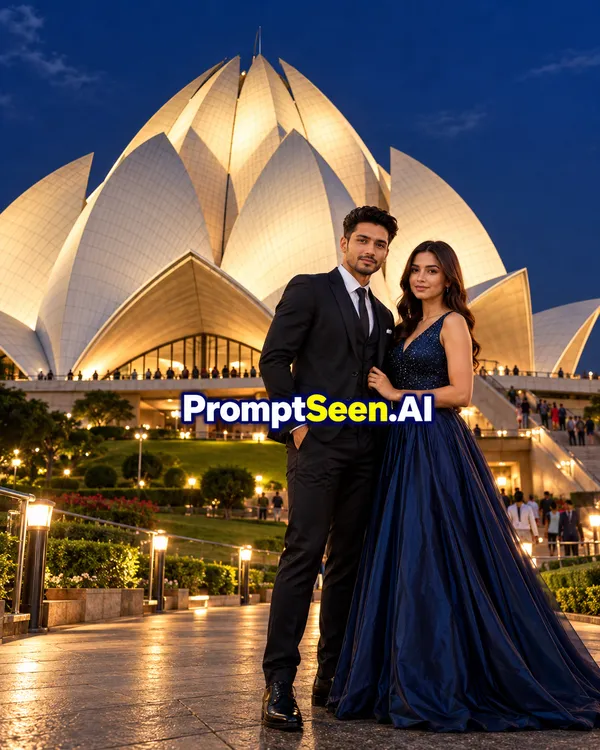 Lotus Temple Midnight Low-Angle Perspective