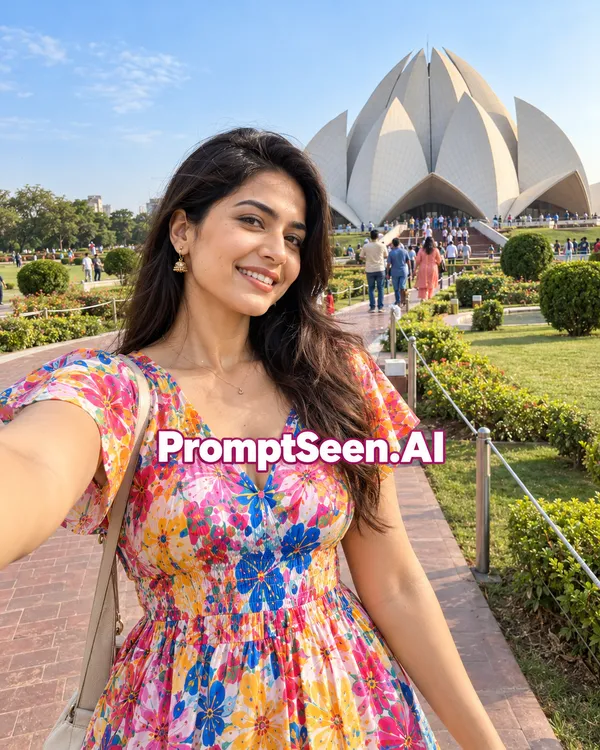 Lotus Temple Authentic Travel Selfie