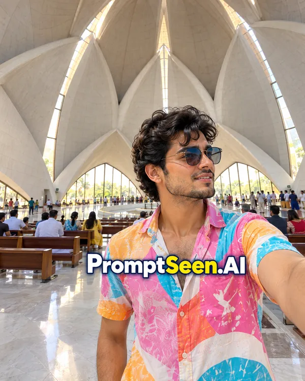 Lotus Temple Interior Prayer Hall Selfie