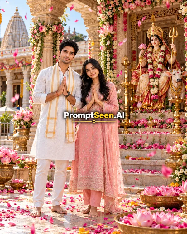 Maa Shailputri Lotus Courtyard Natural Flower Shower Prompt
