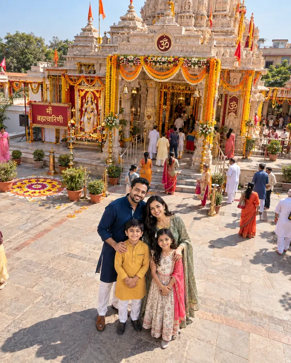 Navratri Temple Courtyard Natural Elevated Family Photo