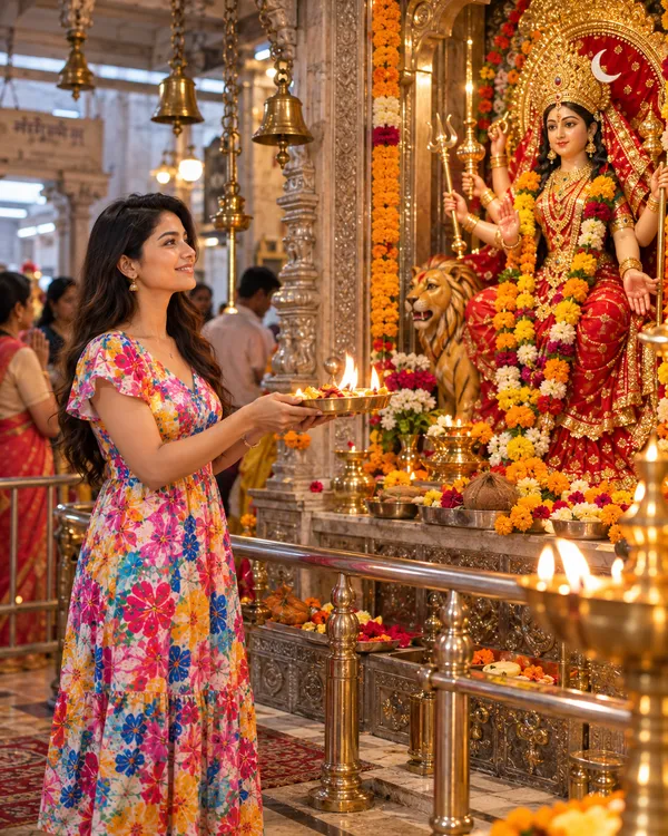 Chandraghanta Aarti Brass Thali Darshan Prompt