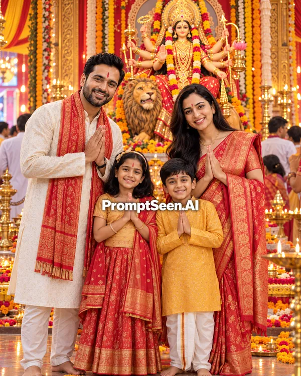 Maa Kushmanda Family Darshan Photo Prompt