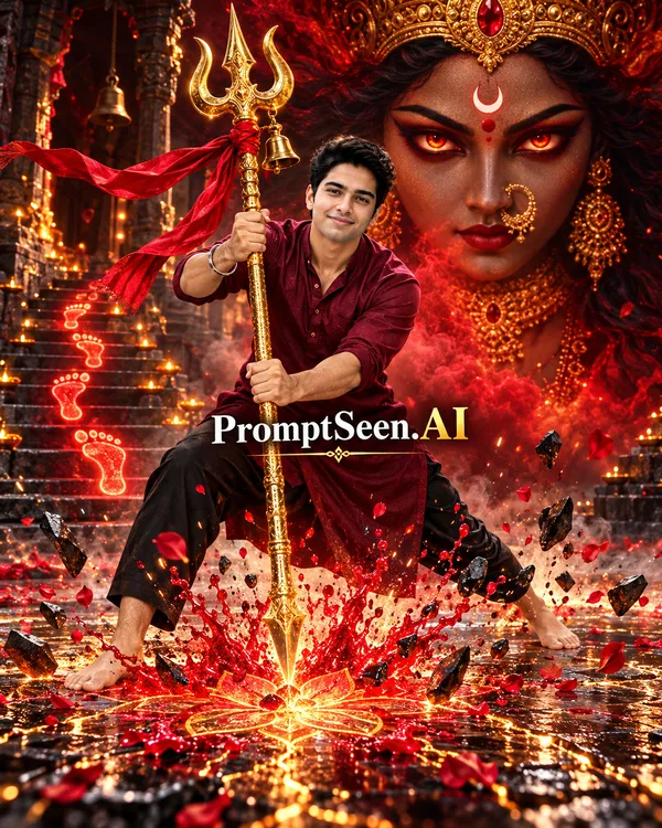 Trishul Strike Devotional Action Portrait Prompt