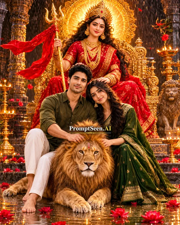 Temple Blessing with Lion Photo Prompt