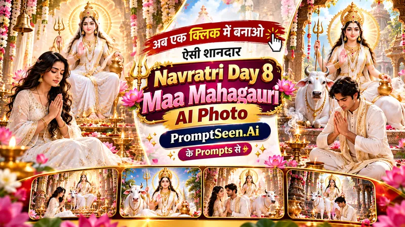 Navratri Day 8 Maa Mahagauri AI Photo Editing Prompts