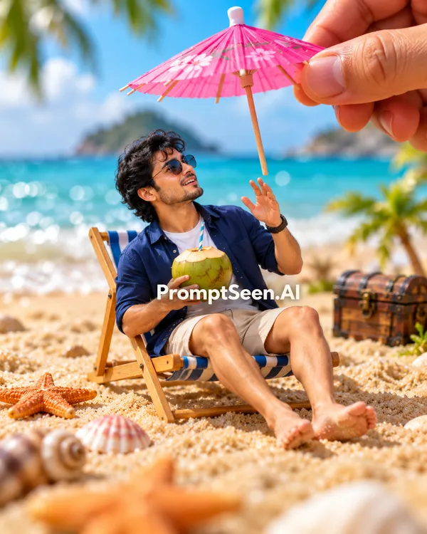 Beach Chair Par Coconut Ke Saath Miniature Prompt