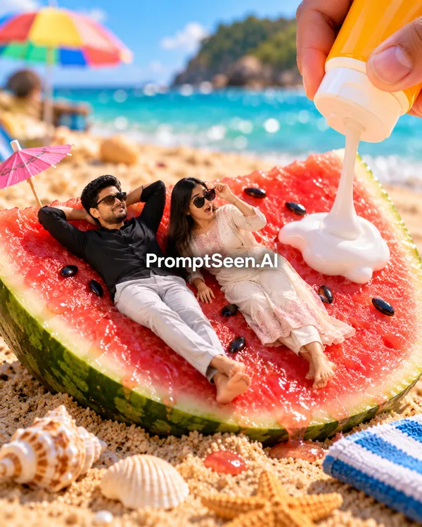 Tarbooz Pe Dhoop Watermelon Sunbed Miniature Prompt