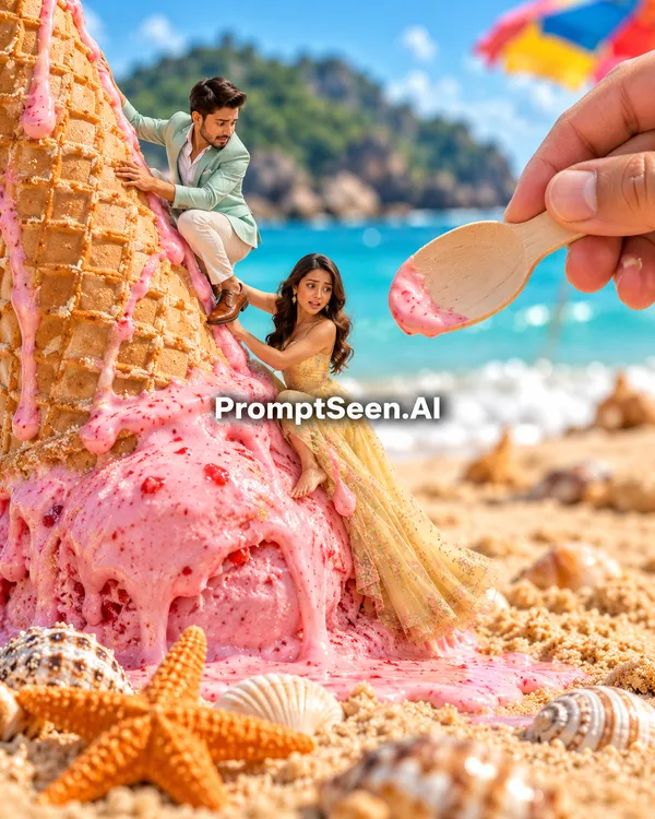 Ice Cream Cone Pe Chadhai Miniature Prompt