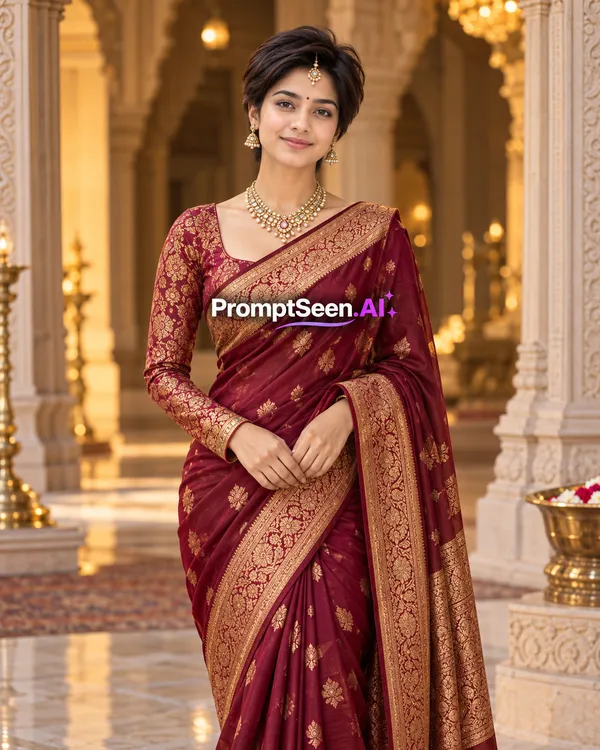Pixie Cut + Maang Tikka Royal Look Hairstyle Prompt