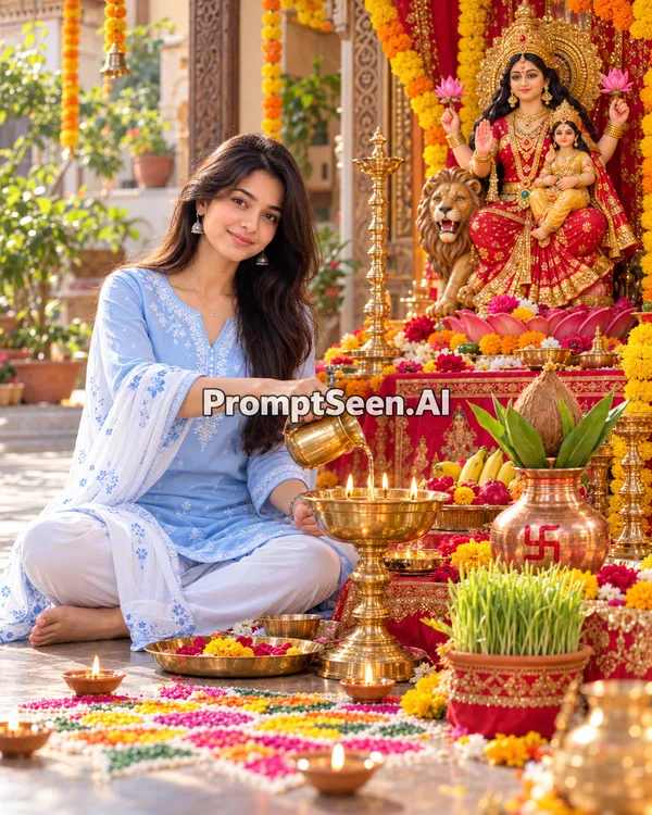 Maa Skandamata Home Courtyard Akhand Jyot Prompt