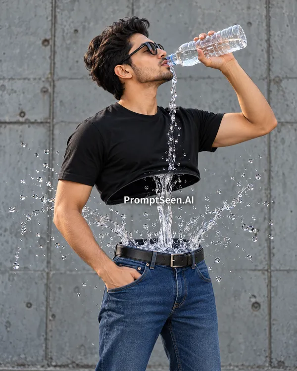 Water Splash Body Illusion Photo Prompt