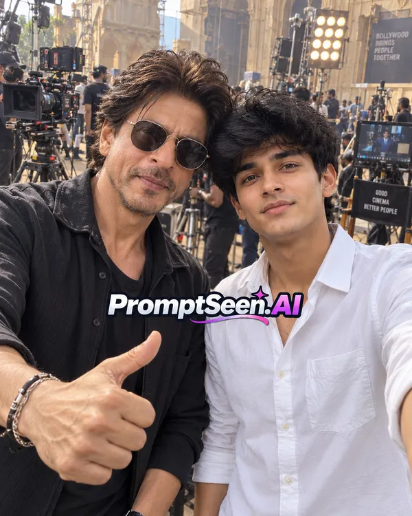 Bollywood Film Set Behind-the-Scenes Selfie with SRK