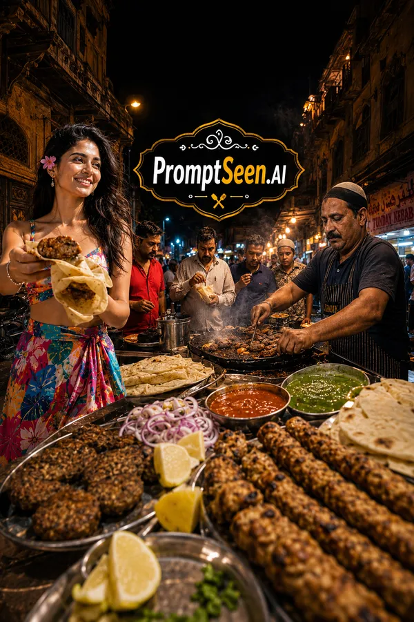 Lucknow Tunday Kebab Thumbnail Prompt