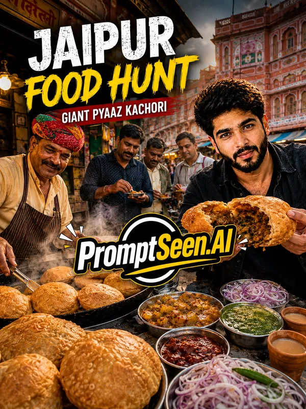 Jaipur Food Hunt Thumbnail Prompt