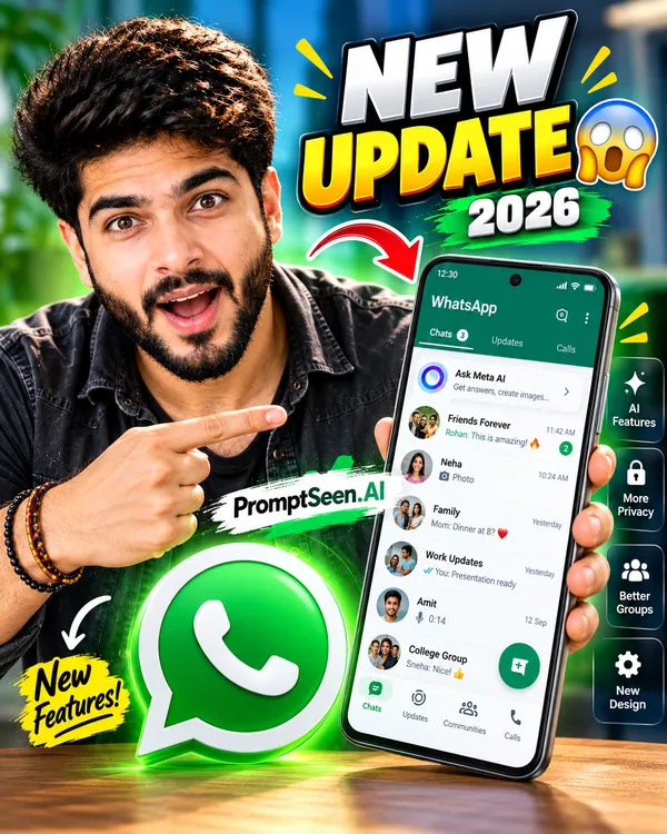 WhatsApp New Update 2026 Viral YouTube Thumbnail