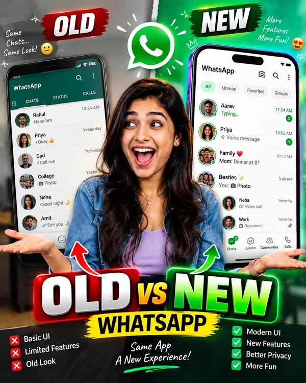 WhatsApp Before vs After OLD vs NEW Thumbnail