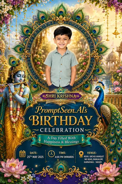 Krishna Peacock Feather Royal Theme