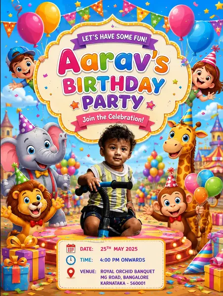 Cartoon Party World Invitation Prompt