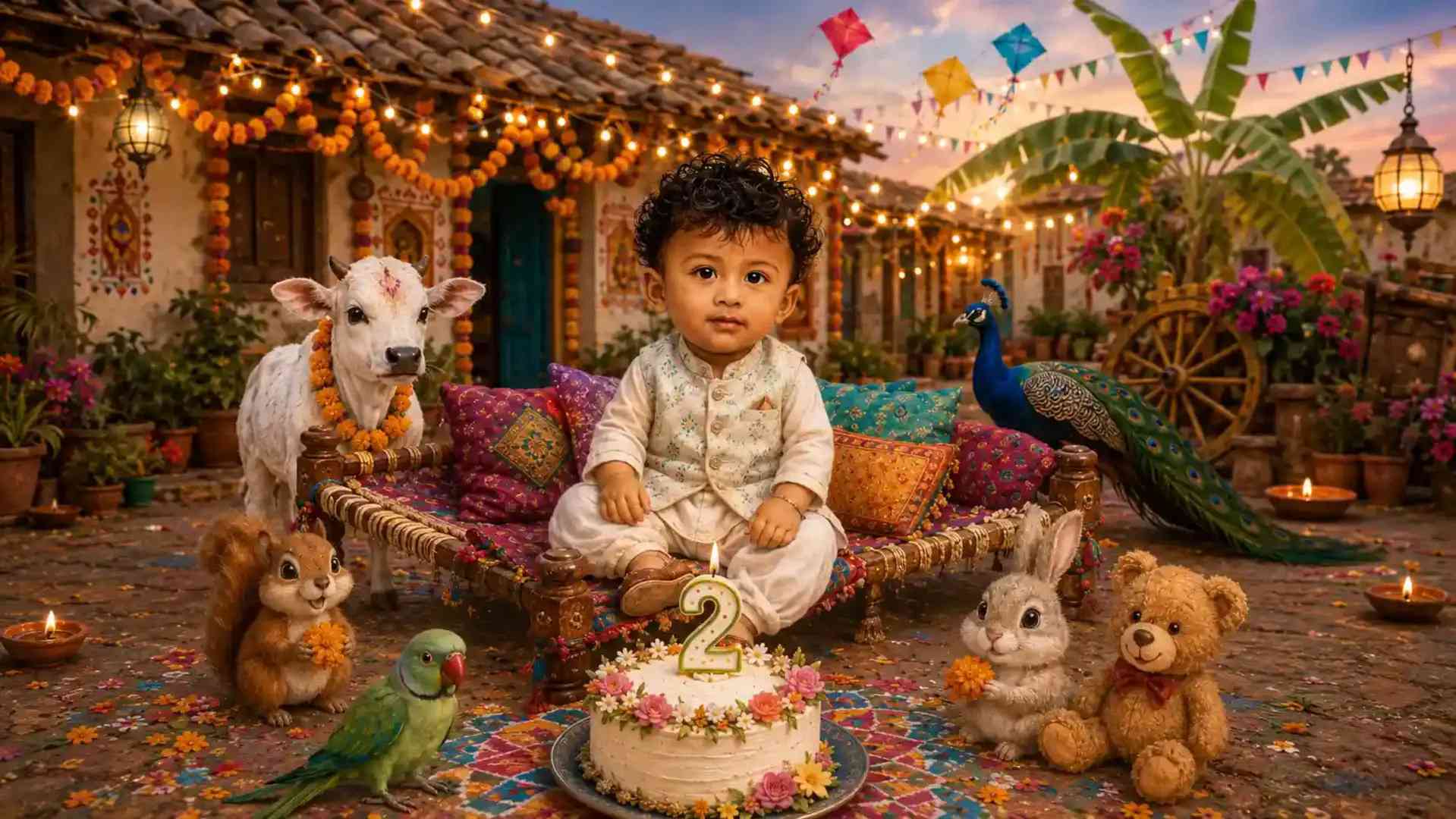Indian Baby Birthday Portrait Prompt