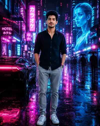 Neon Cyberpunk Futuristic Portrait Edit