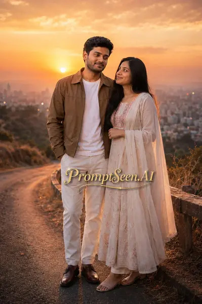 Modern Bollywood Cinema Couple Sunset Film Scene