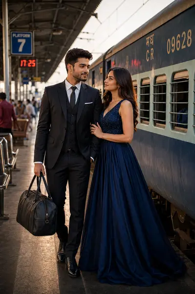 Comatozze Train Journey Couple Railway Platform