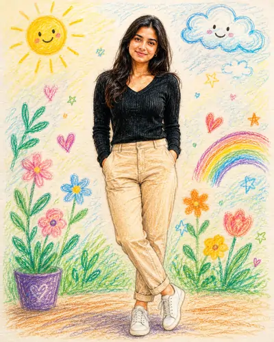 Cute Crayon Drawing Illustration Prompt