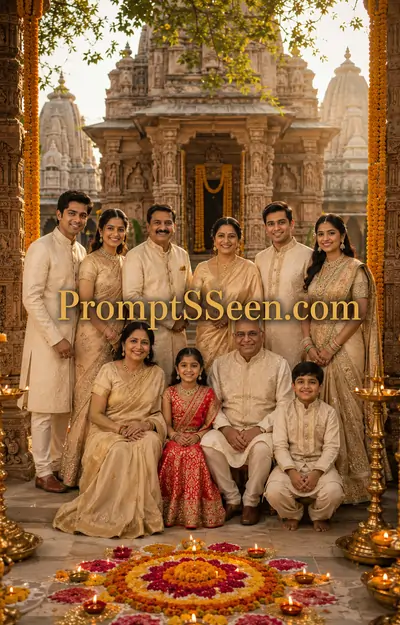 Temple Courtyard Traditional Family Portrait
