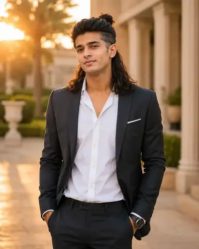 Nordic Warrior Half-Up Man Bun Hairstyle