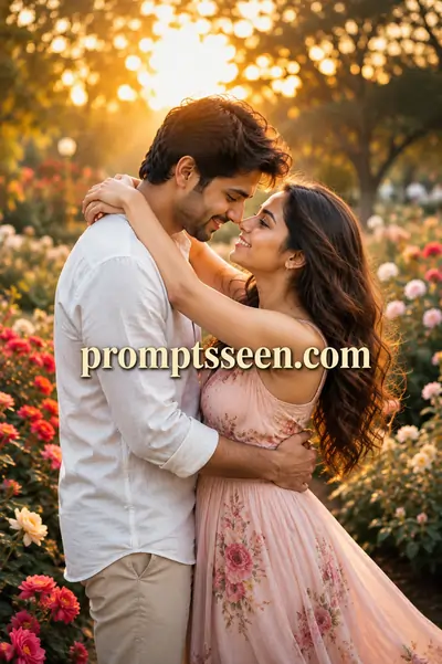 Romantic couple hugging tightly on a beach at sunset