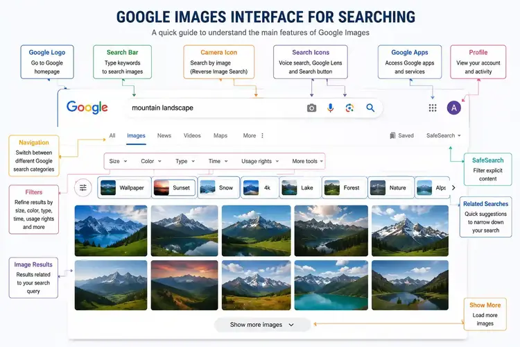 Google Images interface for searching