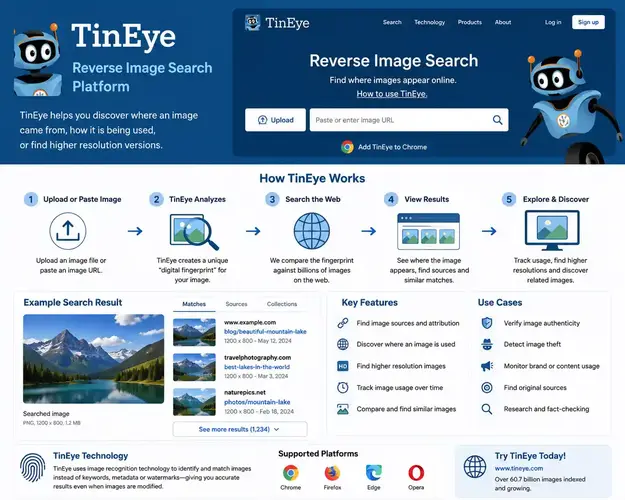 TinEye reverse image search platform