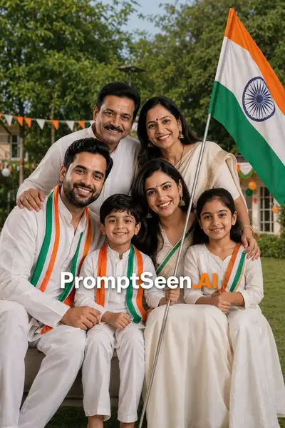 Family With Tiranga