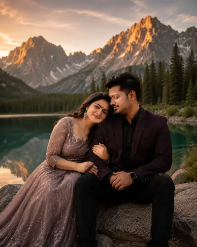 Mountain Lake Pre Wedding AI Portrait